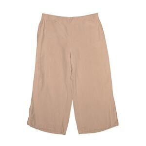 J. JILL $89 Side Zip Wide Leg Cropped Linen Rayon‎ Pant Beige Large